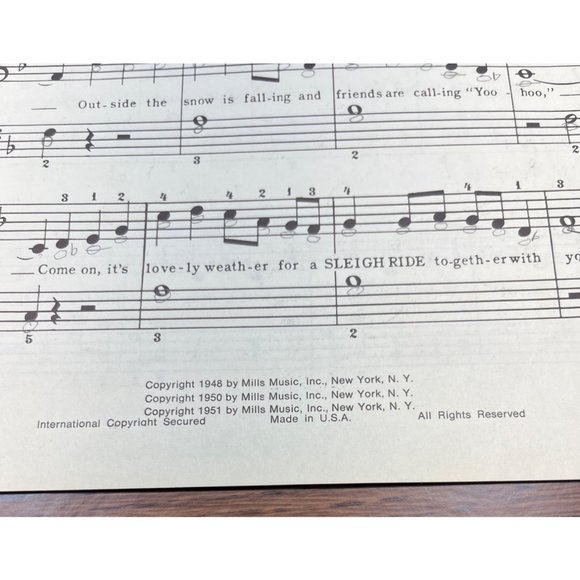 Sleigh Ride Vintage Piano Sheet Music Children's Edition 1951 Mitchell Parrish - Picture 3 of 5